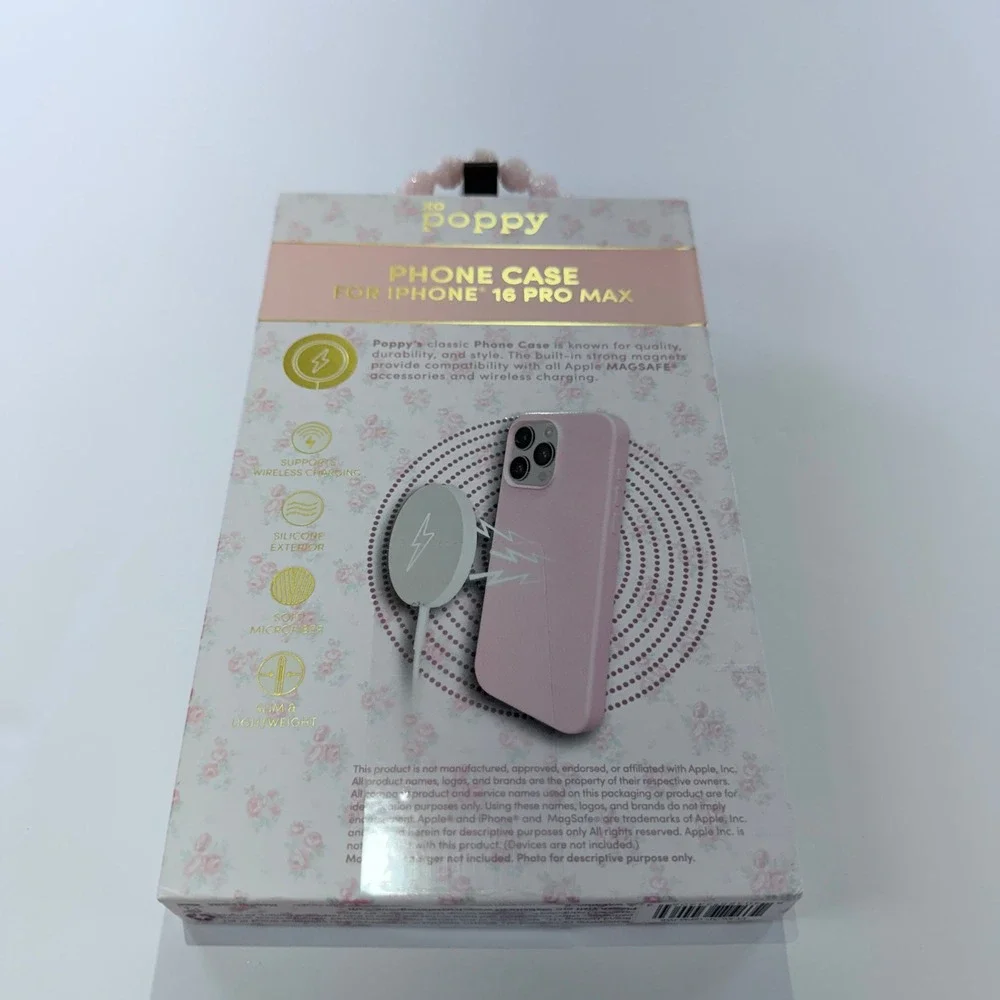 XO Poppy iPhone 16 Pro Max Case Pink Silicone MagSafe Compatible 325B1